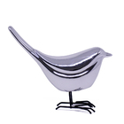 Pássaro Em Cerâmica Decorativo Prata 15x18x7 Cm - Indo Decorar