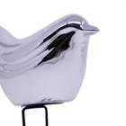 Pássaro Em Cerâmica Decorativo Prata 15x18x7 Cm - Indo Decorar