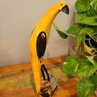 Pássaro Escultura Madeira Garça Amarela - Bento de Sumé - 35cm