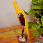 Pássaro Escultura Madeira Garça Amarela - Bento de Sumé - 35cm