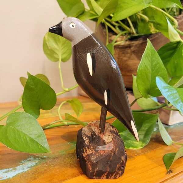 Pássaro Escultura Madeira Rolinha - Bento de Sumé - 15cm