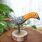 Pássaro Madeira Ilha Do Ferro - Laranja/preto/branco