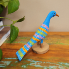 Pássaro Madeira Zé Crente Ilha do Ferro - Azul/Amarelo/Rosa