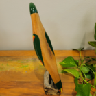 Pássaro Papagaio Madeira/Verde 33cm - Bento de Sumé