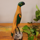 Pássaro Papagaio Madeira/Verde 33cm - Bento de Sumé