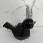 Pássaro Preto De Cerâmica Trabalhado Decorativo