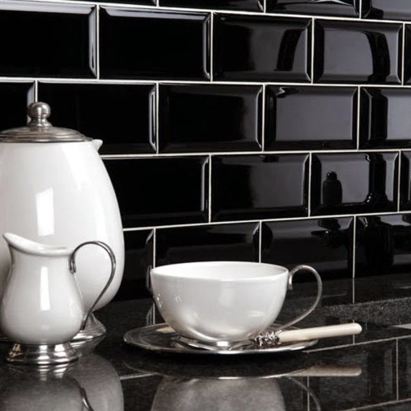 Pastilha Adesiva Resinada Metro Black 26x30cm Cozinha/ Banhei