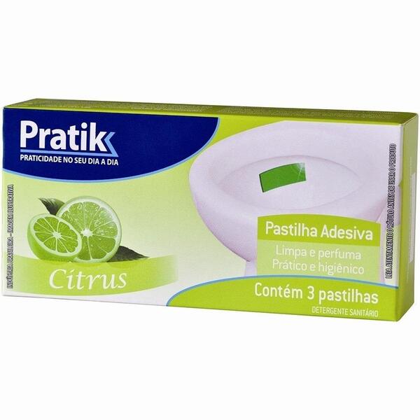 Pastilha Adesiva Sanitária Pratik Citrus - 24 Embalagens Com