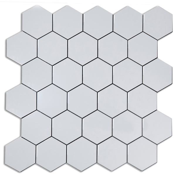 Pastilha Autoadesiva Metal Alumínio Branco 28,5x28,cm Glass Mosaic