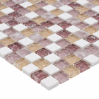 Pastilha de Pedra e Vidro 1,5x1,5cm GS306 Bege, Branca e Rosa Glass Mosaic