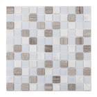 Pastilha de Pedra e Vidro 2,4x2,4cm MT711 Branca e Bege Glass Mosaic