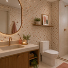 Pastilha de Vidro 15x15cm GS552 Bege e Rosa Glass Mosaic