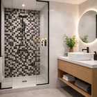 Pastilha de Vidro 25x25cm Cristal MIX2510 Branca Bege Cinza e Preta Glass Mosaic