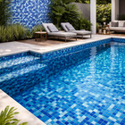 Pastilha de Vidro 25x25cm Cristal MIX2513 Azul e Branca Glass Mosaic