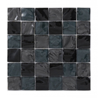 Pastilha de Vidro 4,8x4,8cm Junsui J07 Preta Glass Mosaic