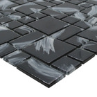 Pastilha De Vidro Para Cozinha Cristal Lisa Monet Preta 30x30