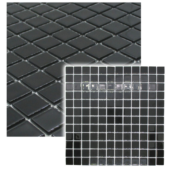 Pastilha De Vidro Para Cozinha Cristal Lisa Preto 30x30cm - L