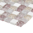 Pastilha GS306 30x30cm Bege, Rosa e Branca Glass Mosaic