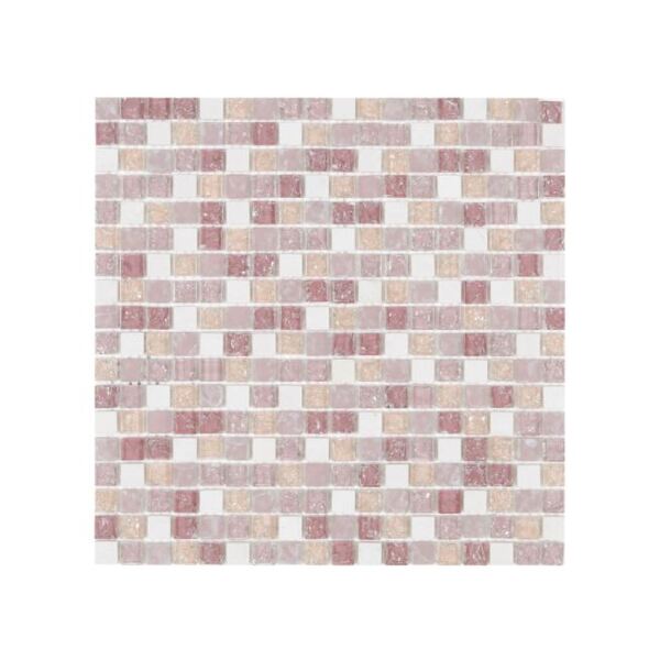 Pastilha GS306 30x30cm Bege, Rosa e Branca Glass Mosaic
