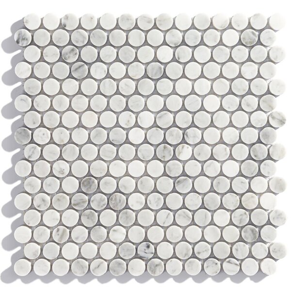 Pastilhas De Pedra Redonda Mármore Carrara Branco