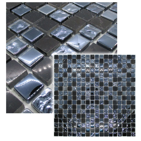 Pastilhas De Vidro 1,4 X 1,4 La Bella Griffe - Preto Azulado