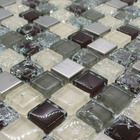 Pastilhas de Vidro Marrom Aço Mix Metalizado 30x30cm