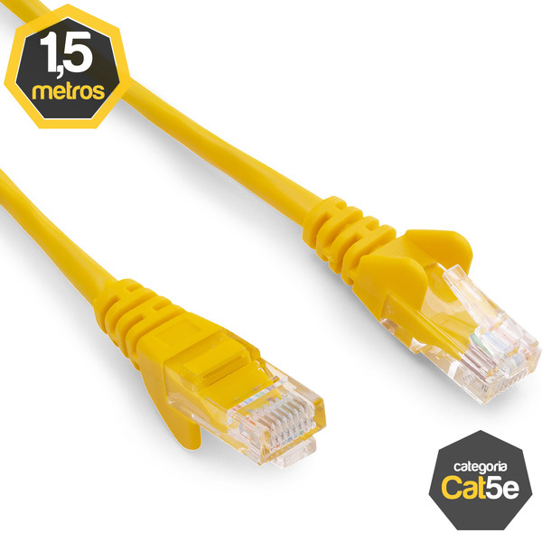 Patch Cord Cat5e Amarelo 1,50 Metros