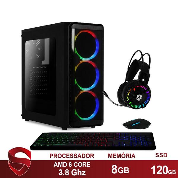 Pc Gamer Amd 6-core Cpu 3.8ghz 8gb (placa De Vídeo Radeon R5