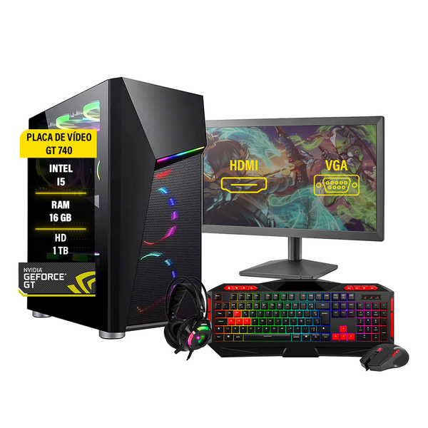 Pc Gamer Completo I5 16gb Hd 1tb Gt740 Fonte 500w Monitor 19