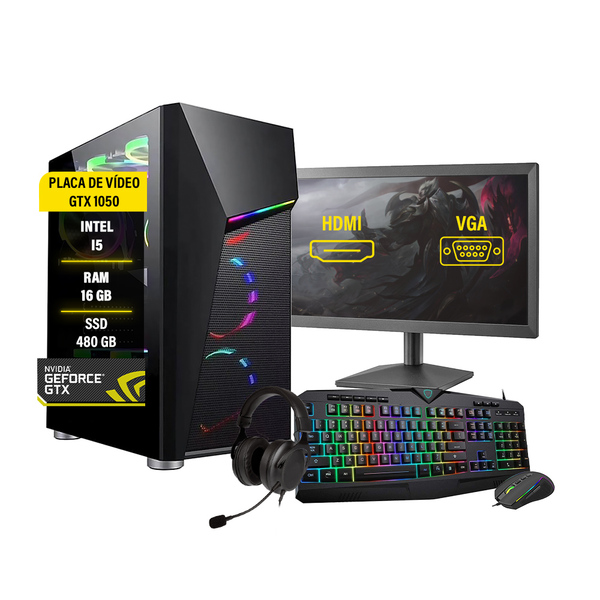 Pc Gamer Completo I5 Memória 16gb Gtx 1050 Ssd 480gb