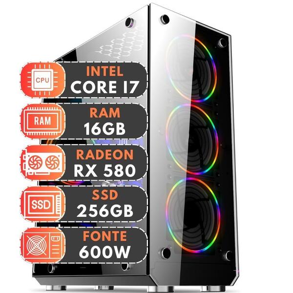 Pc Gamer Intel Core I7 3ª Geração 16gb Ram Radeon Rx 580 8gb