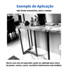 Pé Base Mesa Aço 60x28x75 Altura Preta Tampo Madeira Pedra