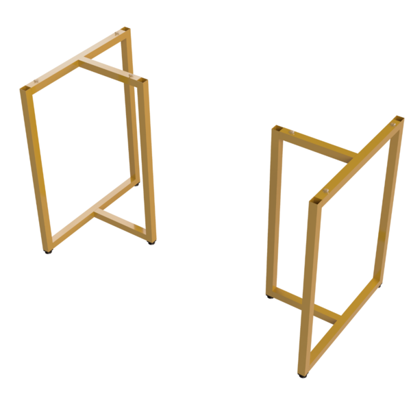 Pé Base Mesa Aparador Dourada 35x28x75 Tampo De Madeira E Ped