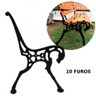Pé De Banco De Jardim 10 Furos Modelo Cavalo Em Ferro Pintado
