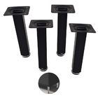 Pé Quadrado Regulável 15cm Preto 4 Unidades