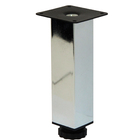 Pé Regulável Móveis Ferro 20cm até 21,5cm 50kg Prata Cromado Quadrado