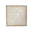 Peça Decorativa Adorno De Parede De Madeira E Rattan Branco 7
