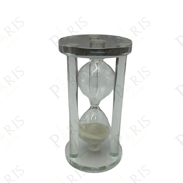 Peça Decorativa Ampulheta De Vidro Com Areia Branca 13cm 1465