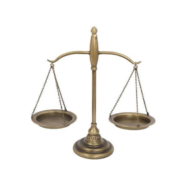 Peça Decorativa Balança Da Justiça Em Metal Ouro Velho 47cm F