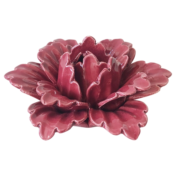 Peca Decorativa De Ceramica - Flor Rosa 13 6cm X 13 6cm X 6c