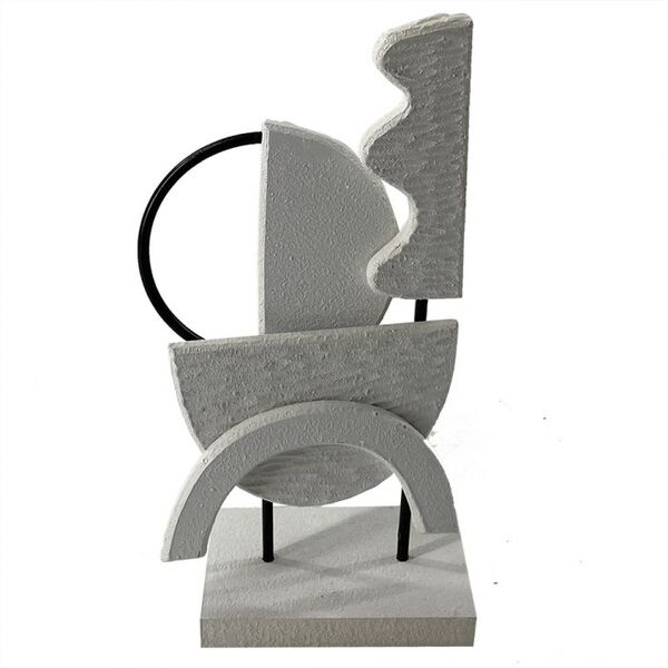 Peça Decorativa De Madeira Branca E Preta 26cm Nk0171 Btc