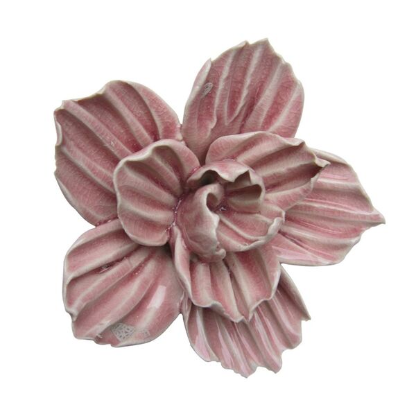 Peça Decorativa De Mesa Em Ceramica - Flor Rosa