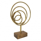 Peca Decorativa De Metal Dourado Com Base De Madeira