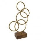 Peca Decorativa De Metal Dourado Com Base De Madeira