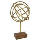 Peca Decorativa De Metal Dourado Com Base De Madeira