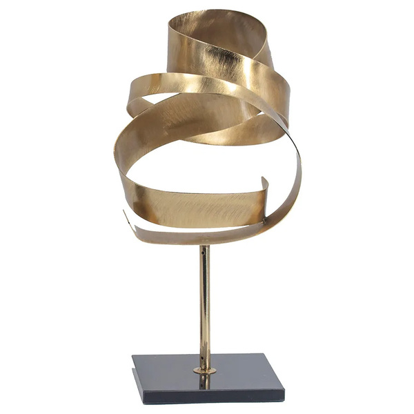 Peça Decorativa Em Metal Dourado Com Base De Pedra Preta 39 5