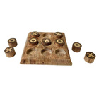 Peça Decorativa Jogo Da Velha De Madeira E Metal Dourado 15cm