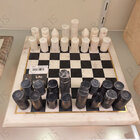 Peça Decorativa Jogo Xadrez Em Mámore Preto E Branco 30 5cm O