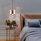 Pedente Luminária Redondo Branco e Cobre Com Detalhe Madeira