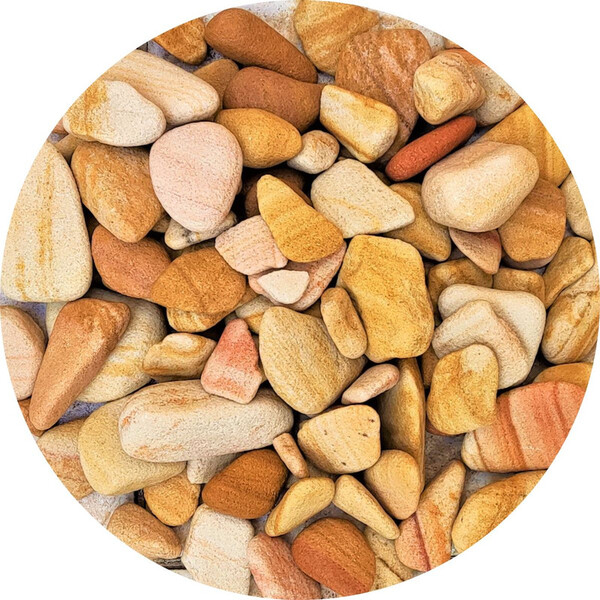 Pedra Seixo Arenito Amarelo 40kg Tamanho P Natural Jardim Dec